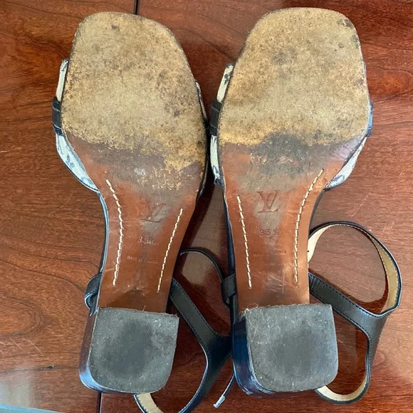 Louis Vuitton Vintage Dark Blue Monogram Mini Lin Sandal Size 35.5 - Picture 6 of 16